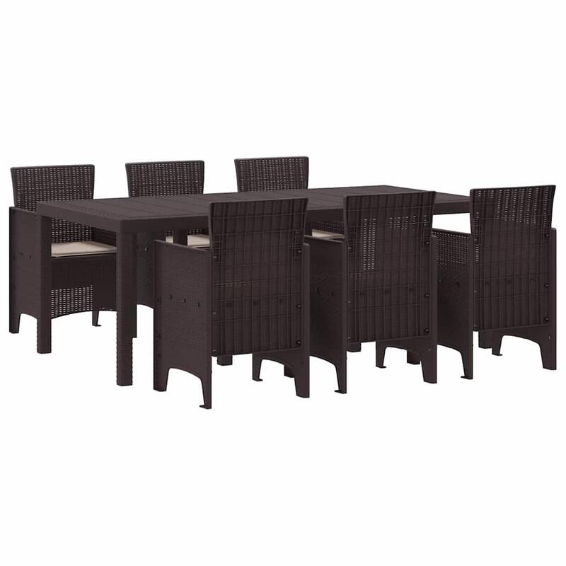vidaXL Garden Dining Set 7/9 pcs Anthracite/Brown Polt rattan - 200 x 100 x 73 cm