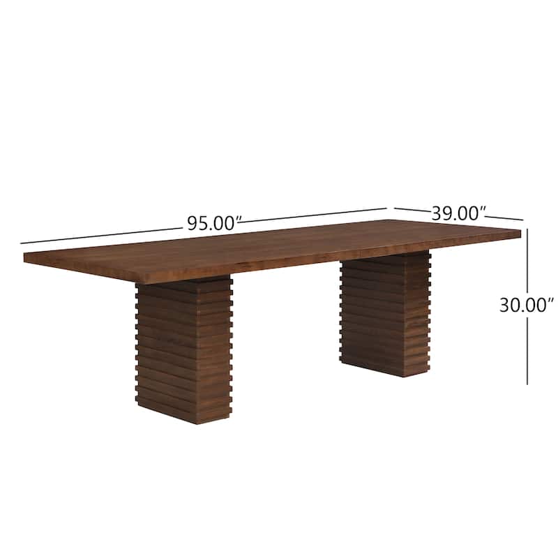 95-Inch Wood Dining Table with Double Pedestal Base, Seats 8-10