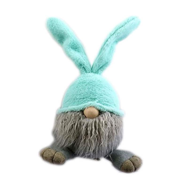 HomeRoots 19" Blue and Gray Fabric Bunny Ears Standing Gnome - 6.3' X '19.3' X '7.5