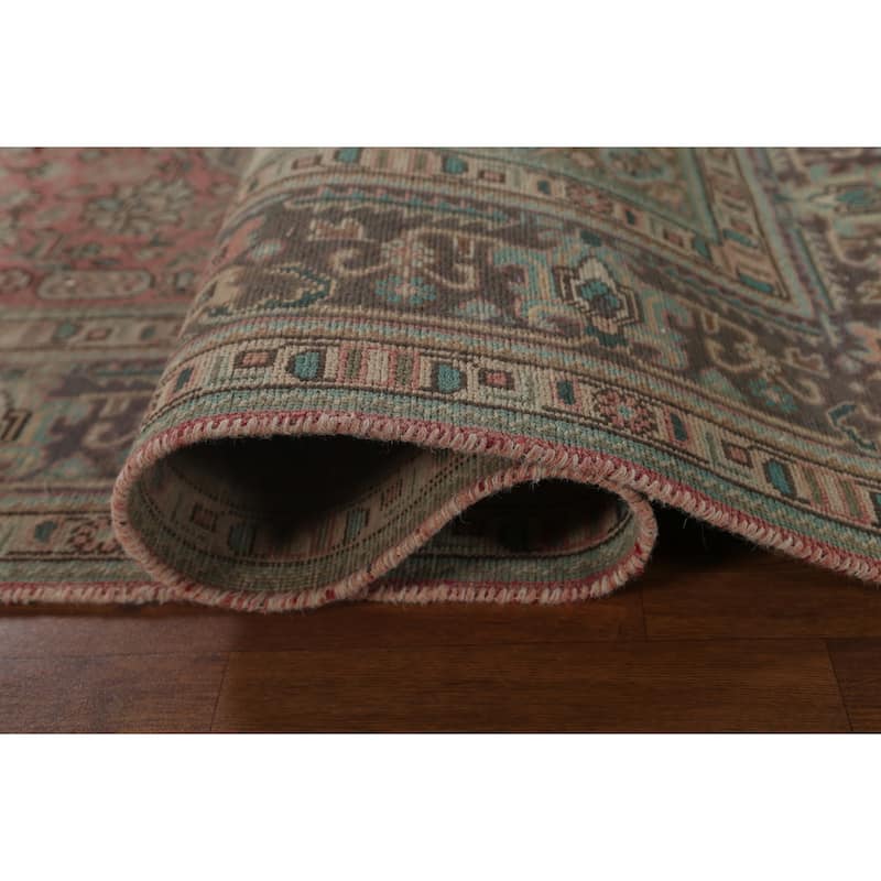 Distressed Tabriz Persian Vintage Area Rug Hand-Knotted Wool Carpet - 6'5" x 9'7"