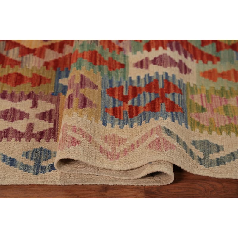 Kilim Oriental Area Rug Flatweave Tribal Wool Carpet - 8'5"x 9'9"