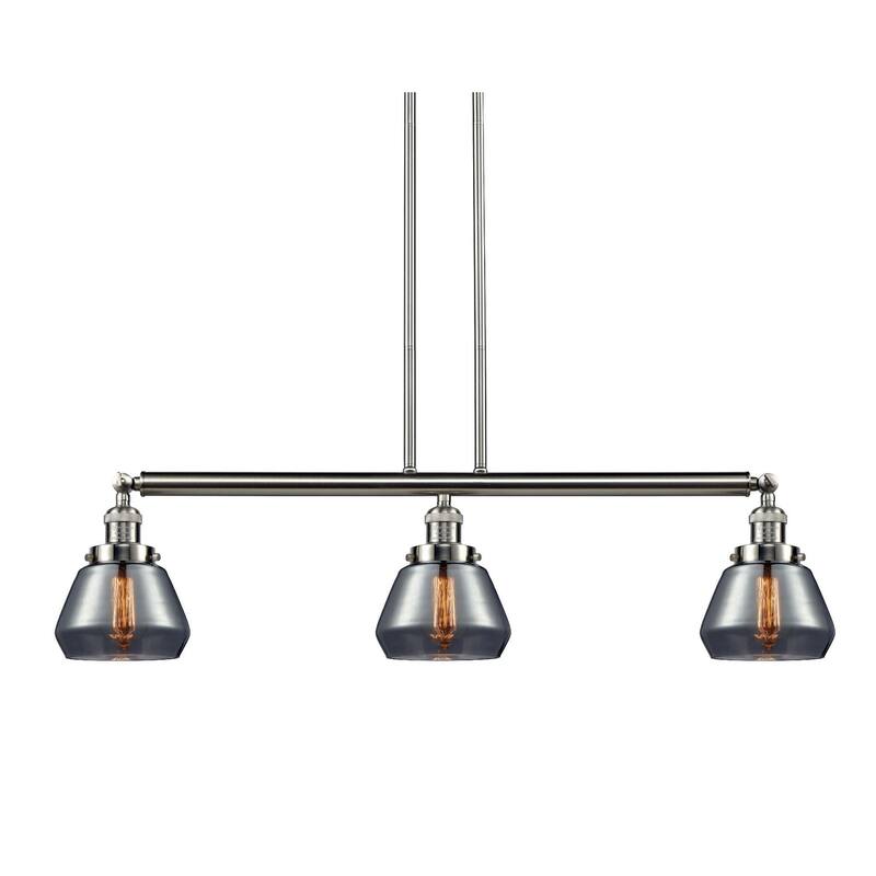 Innovations Lighting Fulton 3 Light 39" Wide Linear Chandelier - Brushed Satin Nickel / Plated Smoked