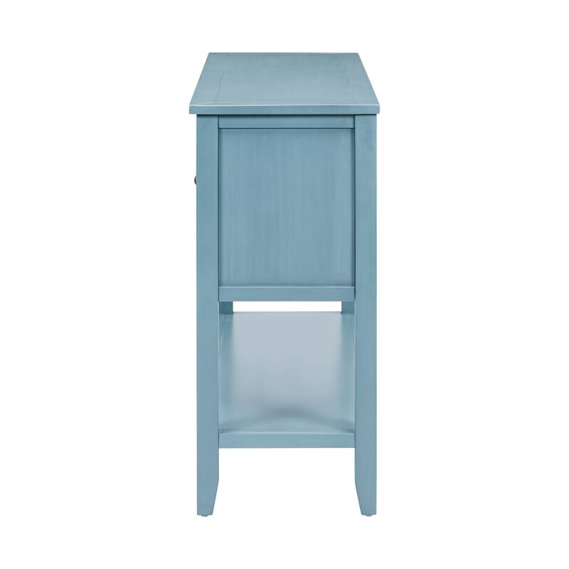 Vintage Console Table with Four Small Drawers and Bottom Shelf