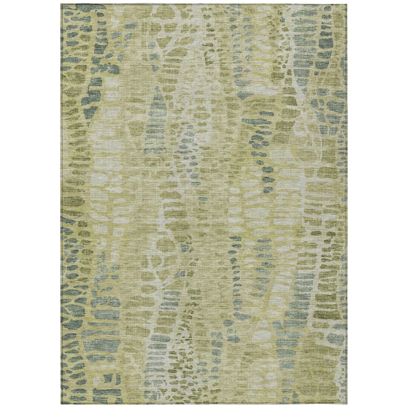 Machine Washable Indoor/ Outdoor Modern Imprints Chantille Rug