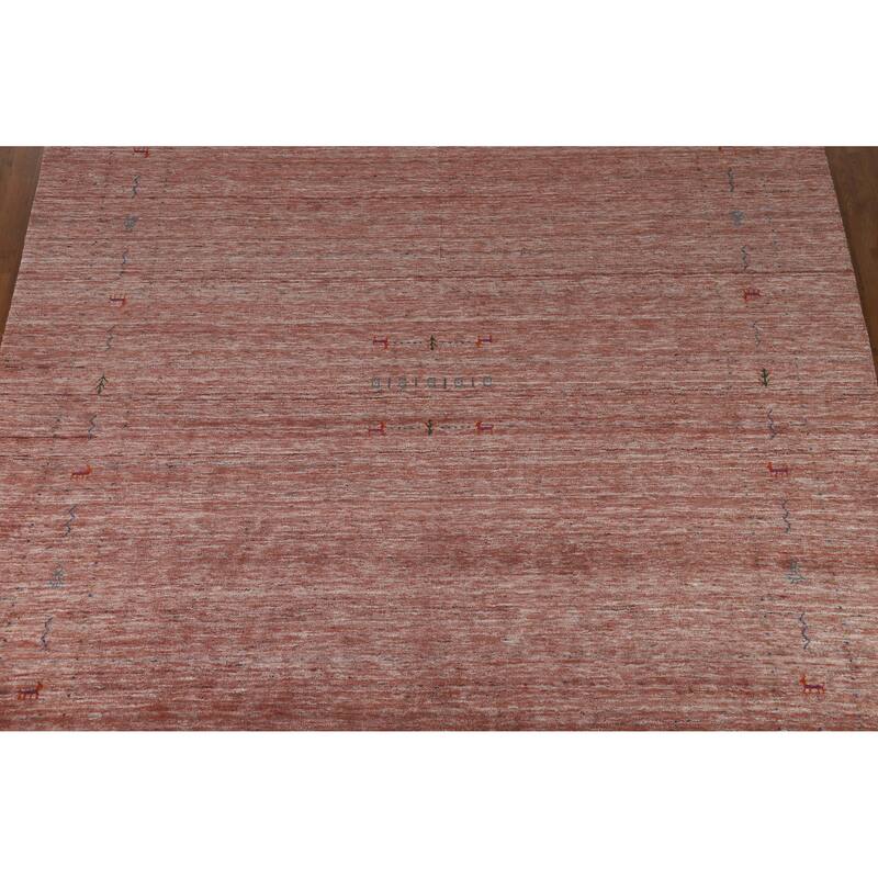 Hand Knotted Oriental 100% Wool Carpet Tribal Animal Pictorial Oranges & Rust Gabbeh Area Rug - 11' 3'' X 9' 0''