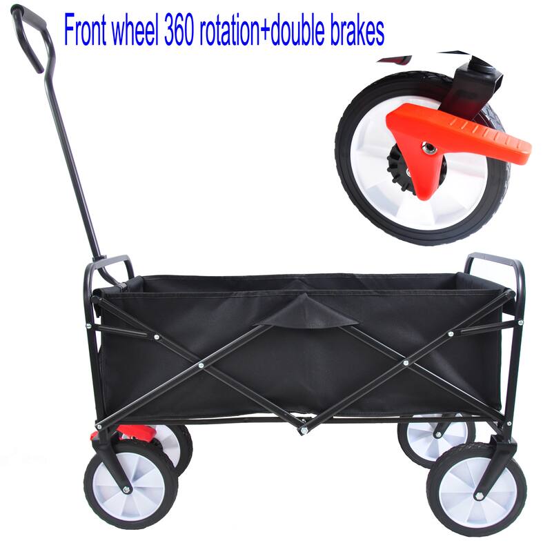 Folding Wagon Garden Shopping Beach Cart with Adjustable Handle