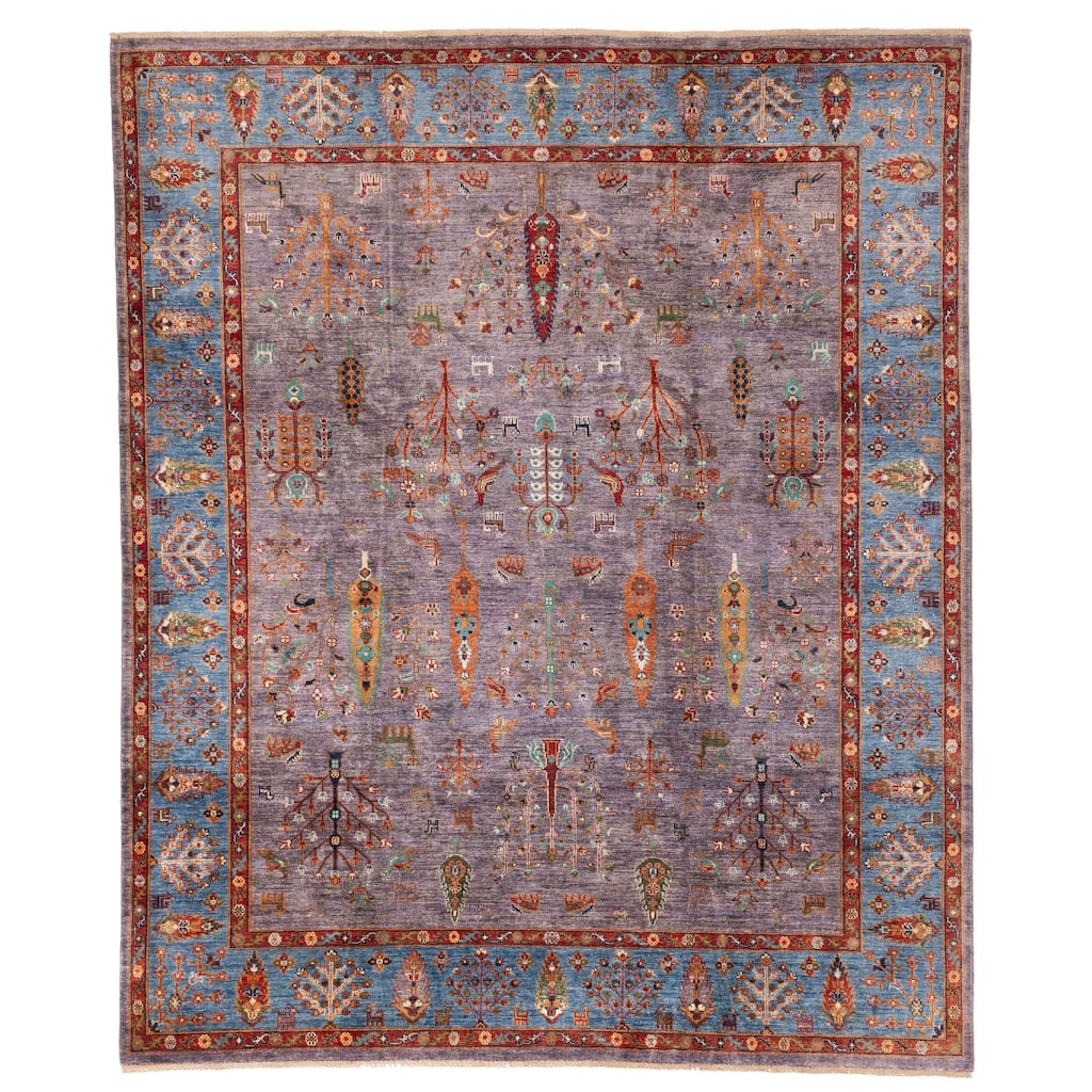 ECARPETGALLERY Hand-knotted Modern Ersari Light Purple Wool Rug - 8'2 x 9'9