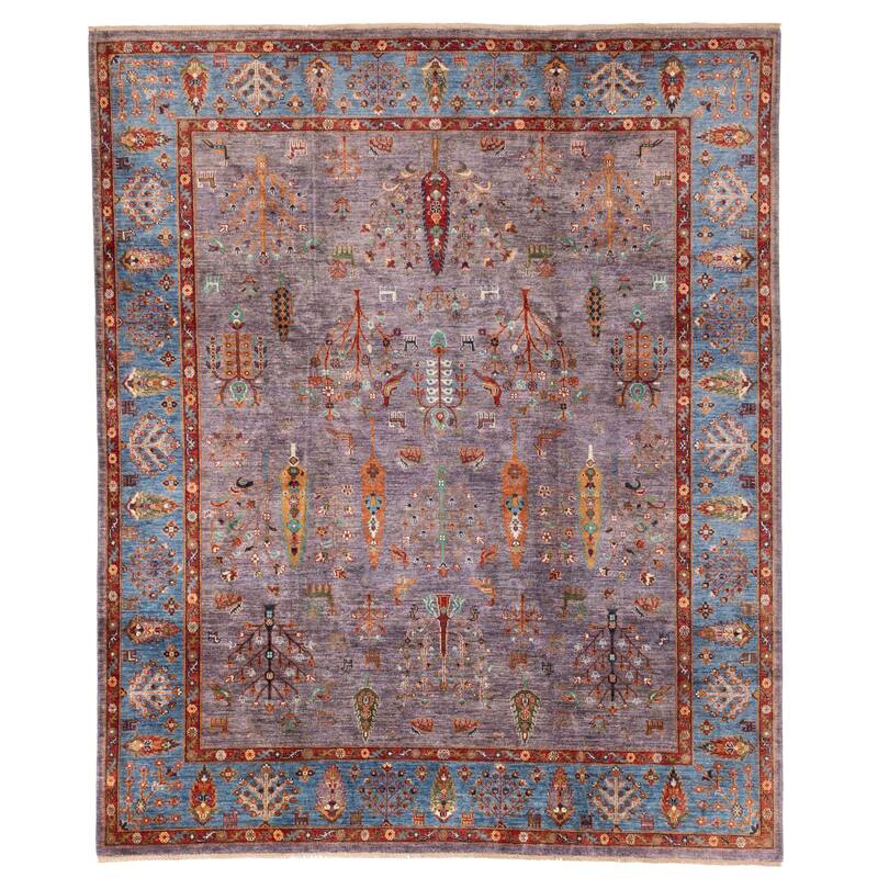 ECARPETGALLERY Hand-knotted Modern Ersari Light Purple Wool Rug - 8'2 x 9'9