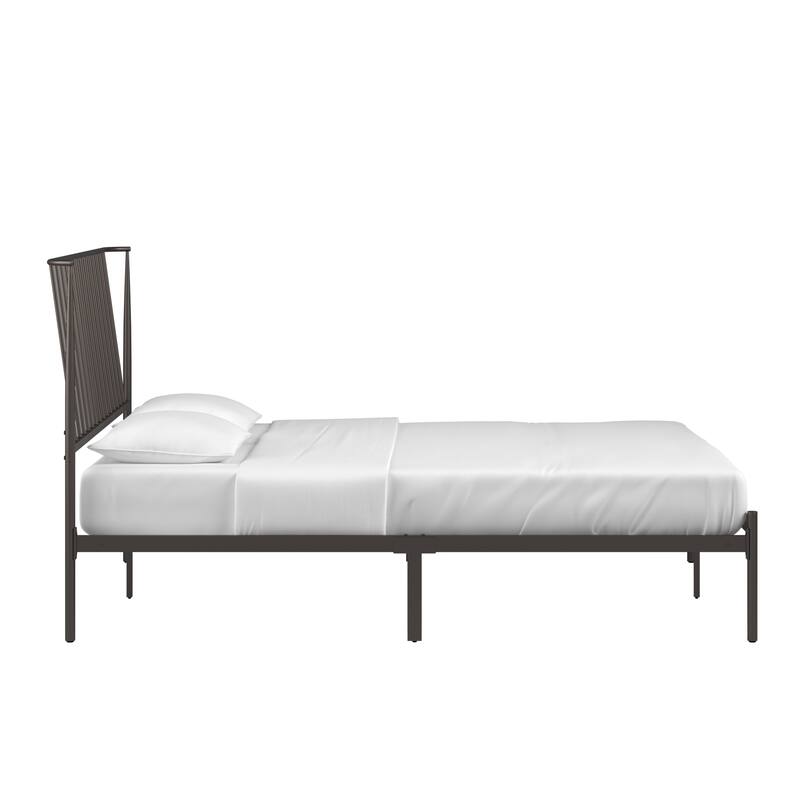 Bliss Metal Platform Bed with Curved Metal Headboard by iQ Modern