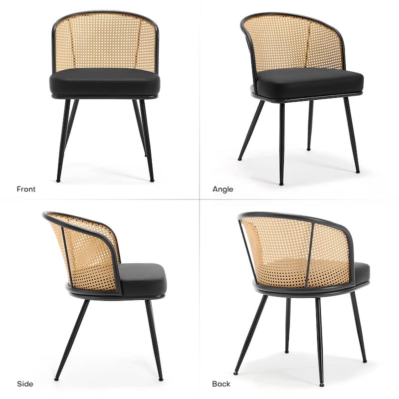 Upholstered Rattan Dining Chairs with Metal Legs Set of 2/4 - 29.92"H x 20.5"W x 23.03"D