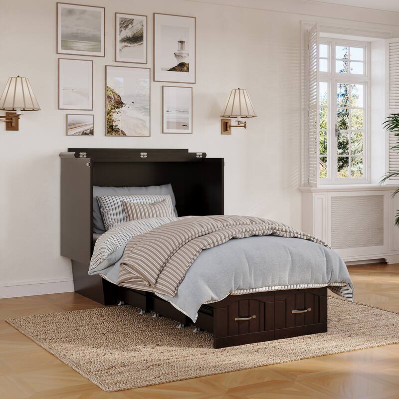 Nantucket Murphy Bed Chest with Mattress and Built-in Charging Station