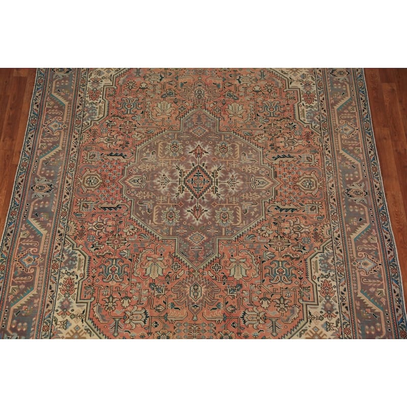 Geometric Tabriz Persian Vintage Area Rug Handmade Wool Carpet - 6'7" x 9'7"