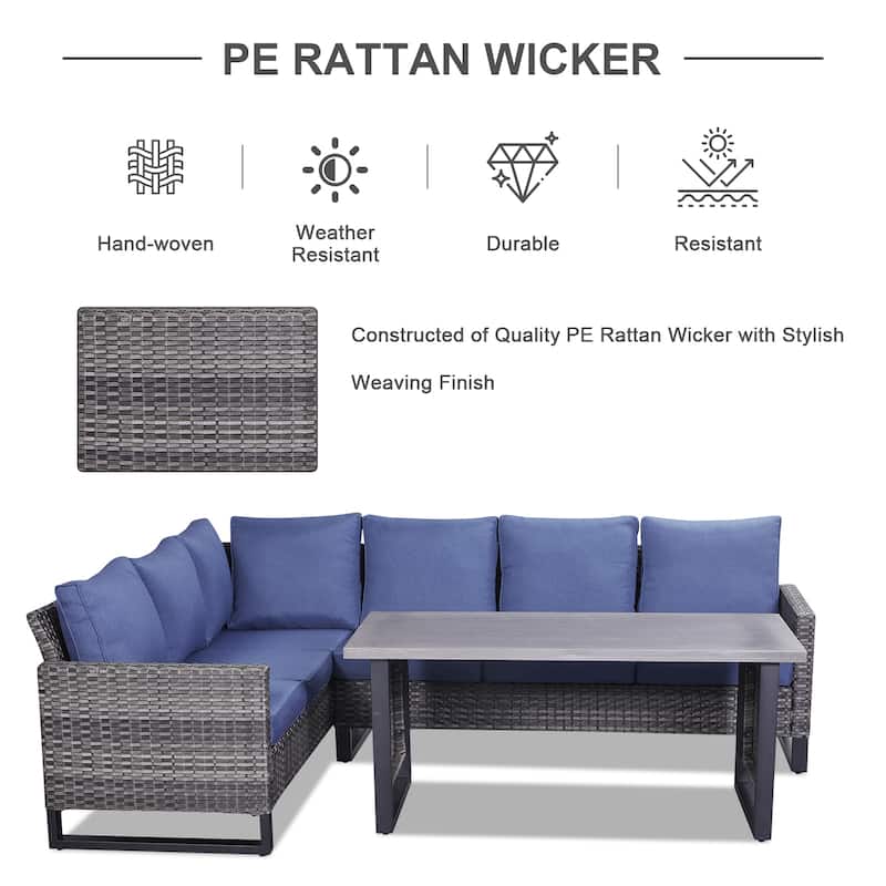 Gymojoy Outdoor Patio Sofa with Swivel Chairs Set