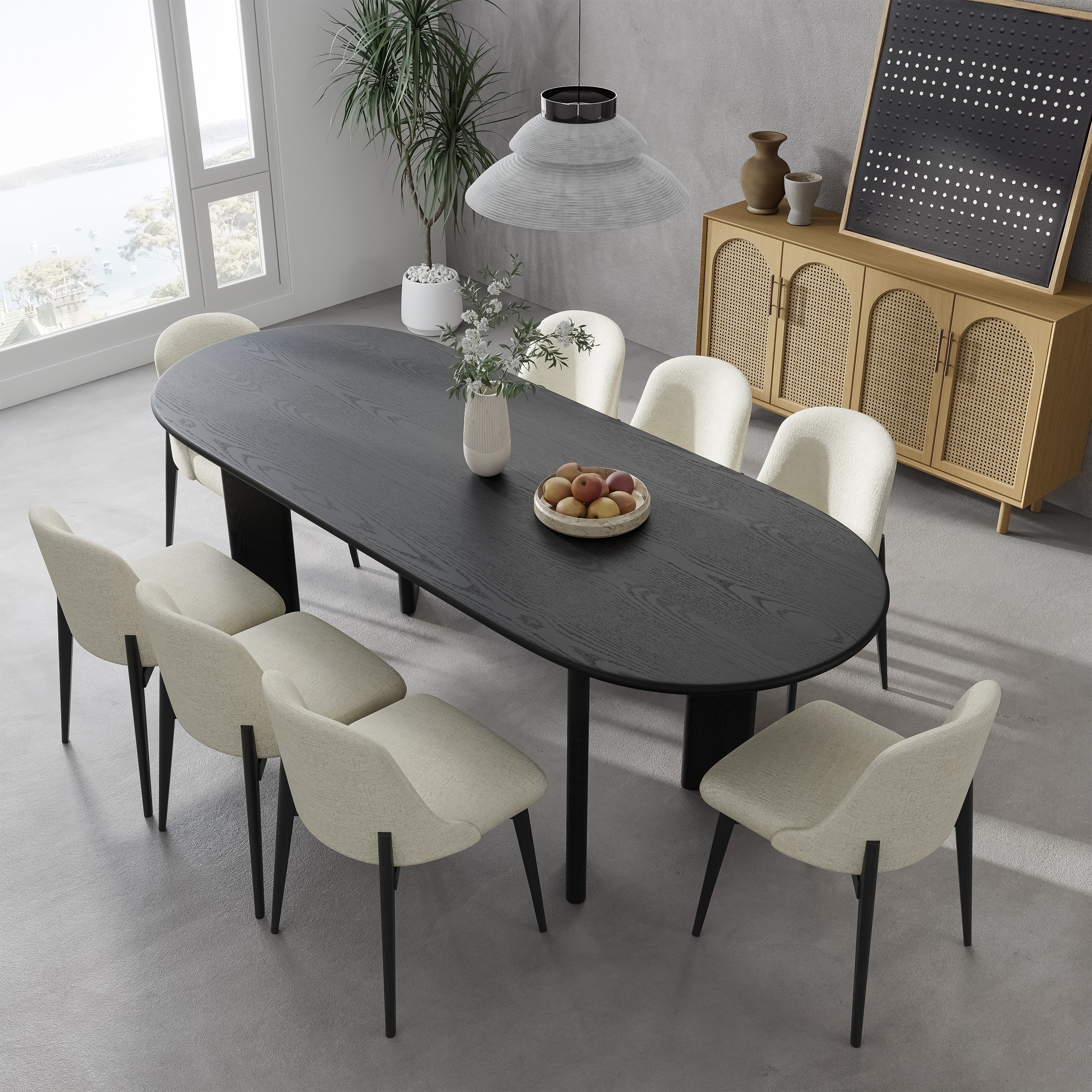 Solid Wood Oval Dining Table for 6-8 People Nordic style
