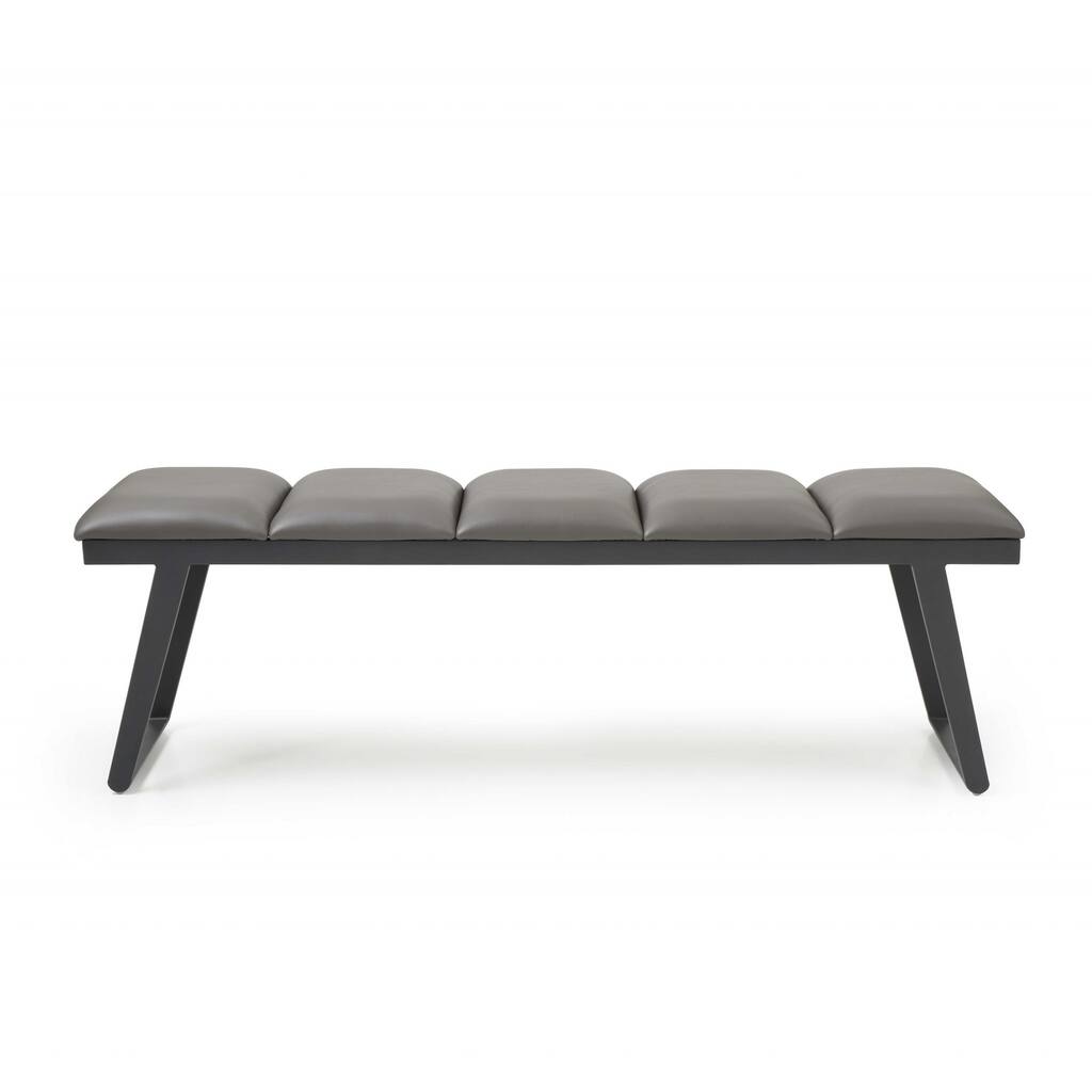 HomeRoots 57" Gray Upholstered Faux Leather Bench - 57 x 18 x 16