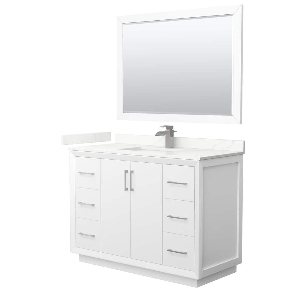 Strada 48-inch Single Vanity, Quartz Top, 46-inch Mirror