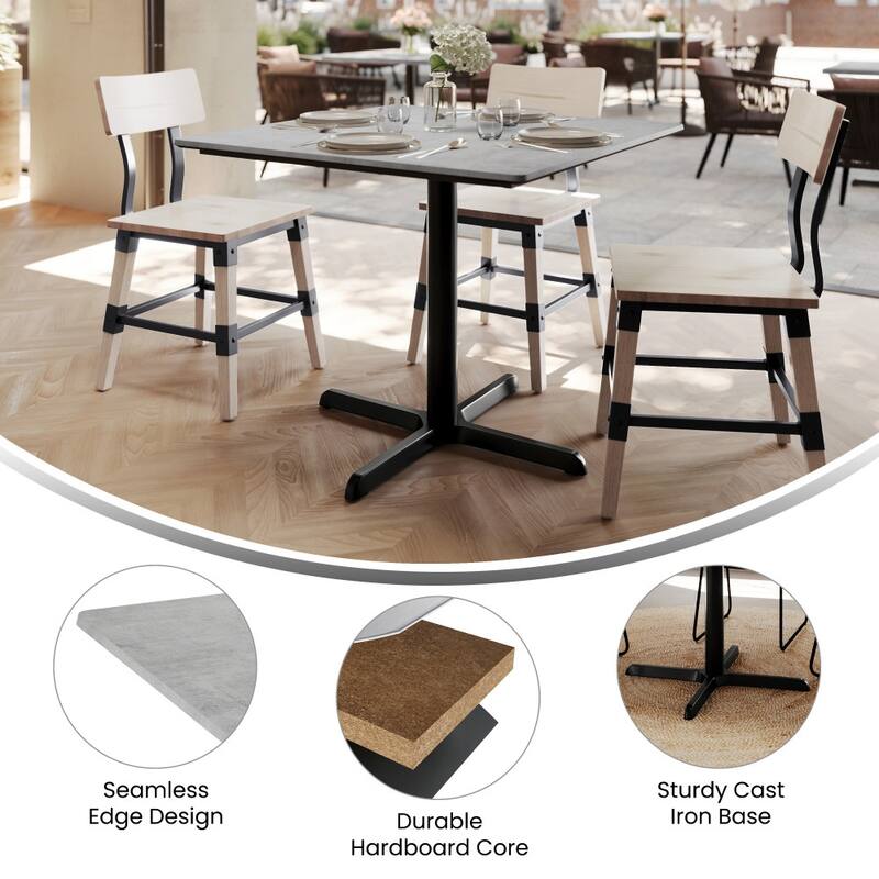 Commercial HPL Tabletop with Table Height Crisscross Base