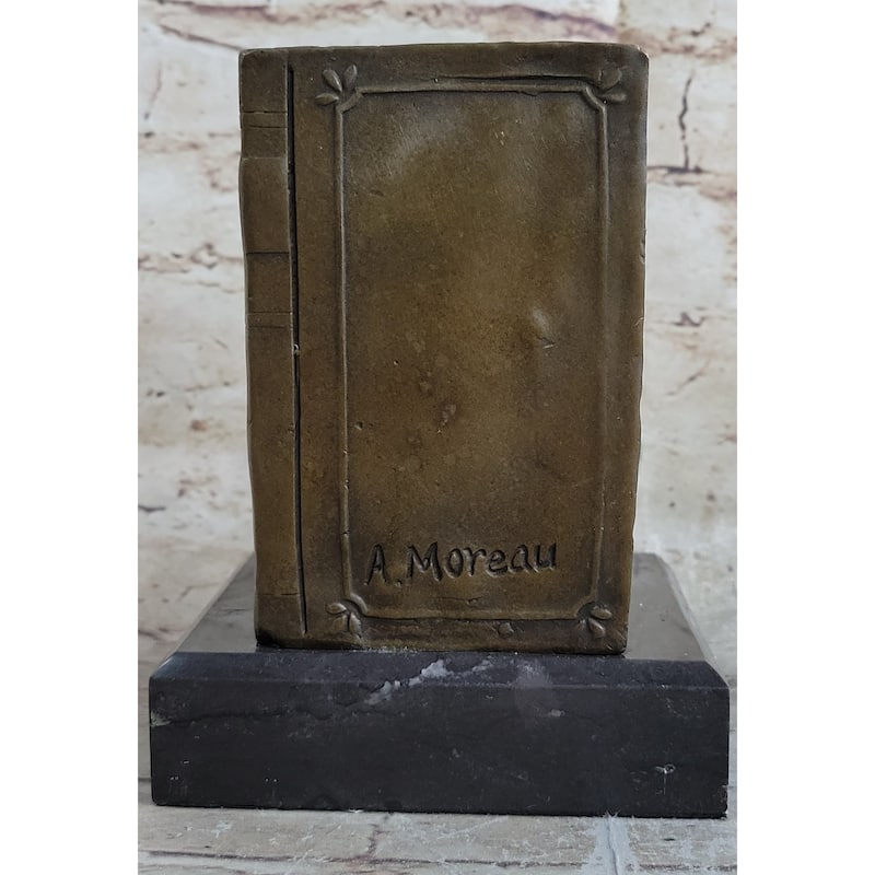 Signed Moreau French Artist Baby Angel Bookend Book End Bronze Sculpture