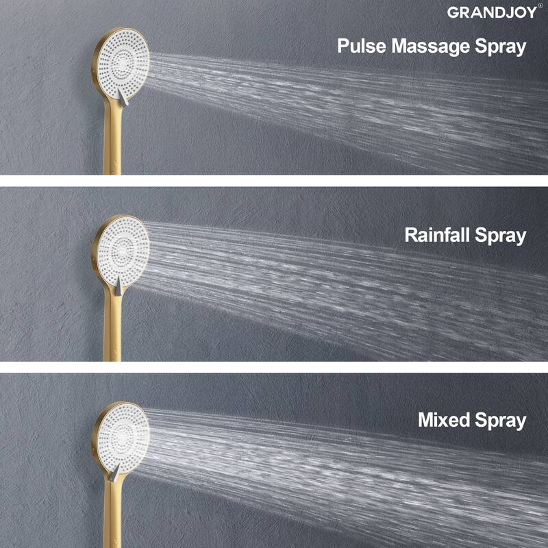 GRANDJOY 10" Round Rainfall Shower System Handheld Showerhead with Adjustable Bar