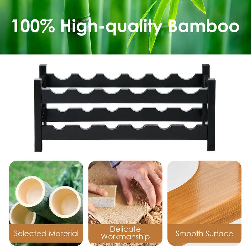 Gymax 2-Tier Bamboo Wine Rack 12 Bottles Display Storage Shelf Holder