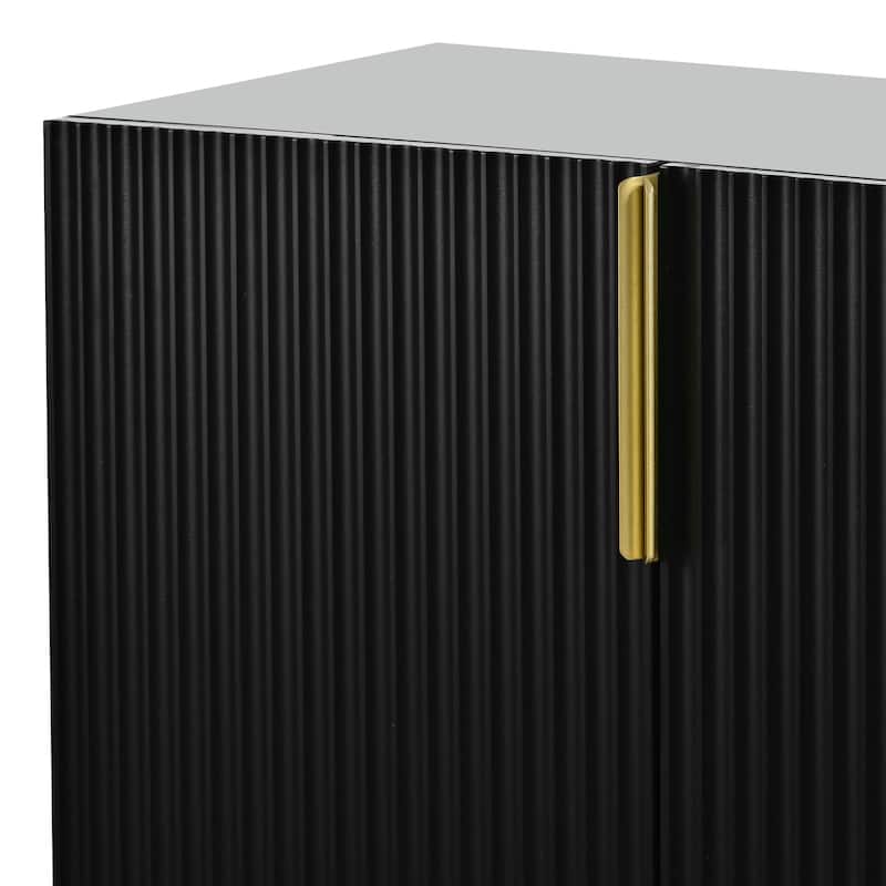 4-Door Sideboard Cabinet with Adjustable Shelves & Gold Handles for Dining or Living Room Storage