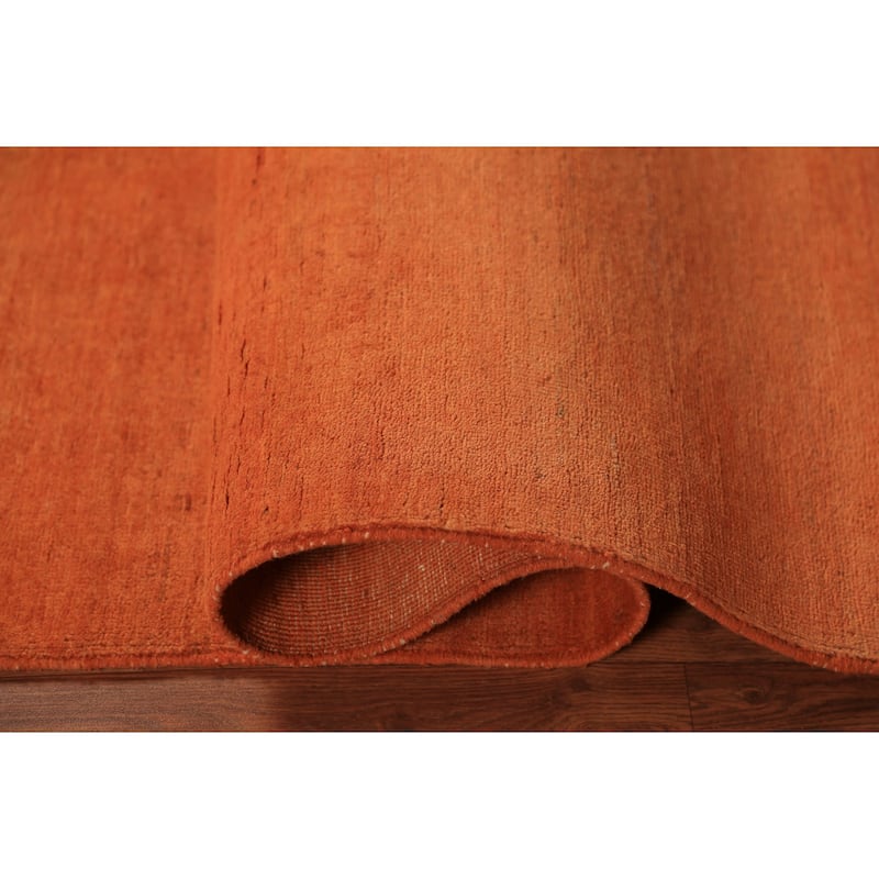 Solid Gabbeh Modern Rug Hand-Knotted Oriental Wool Carpet - 4'2" x 5'10"