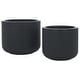 preview thumbnail 16 of 24, SAFAVIEH Outdoor Lucca Cement Ficonstone Planter Pot (Set of 2) - 18"W x 18"D x 15"H