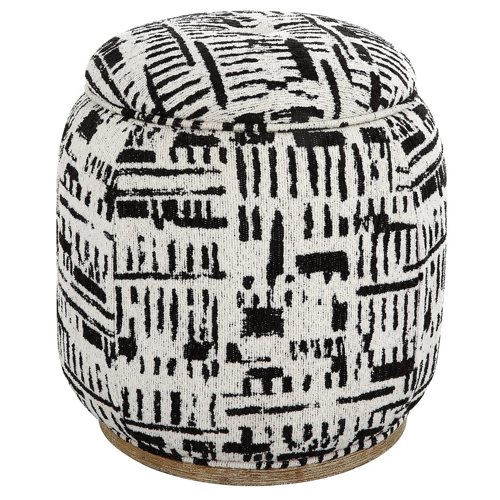 Abstract Geometric Storage Pouf Ottoman - 18" - White and Black