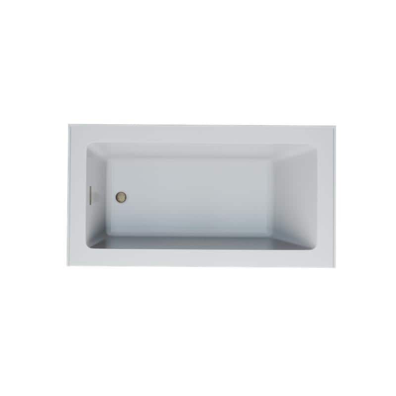 Provenza White Alcove Bathtub with Left Drain and Brushed Gold Hardware - 60 in L x 32 in W
