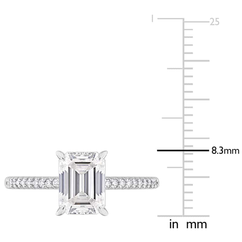 Miadora 1 3/4ct DEW Created Moissanite and 1/10ct TDW Diamond Ring in 14k White Gold
