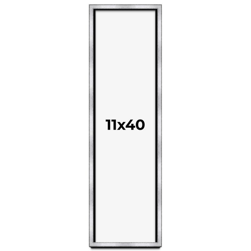 11x40 Shadow Box Frame Silver | 1.375 Inches Deep Real Wood