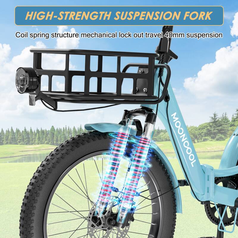 DoCred Electric Folding Tricycle for Adult with Front and Rear Baskets