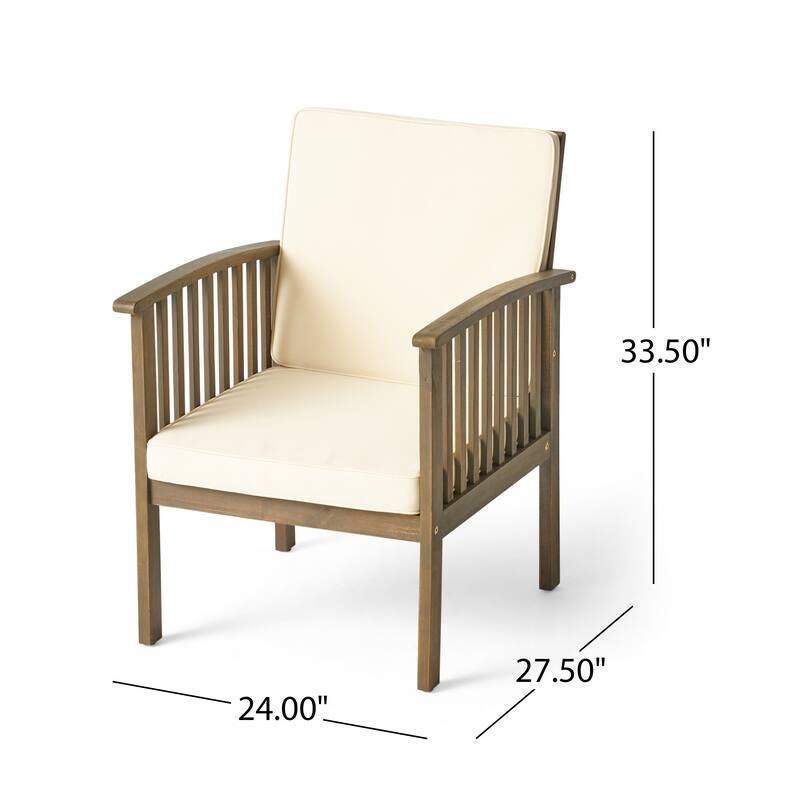 Christopher Knight Home - Zed 3 Piece Patio Acacia Wood and Waterproof Fabric Conversation Set.