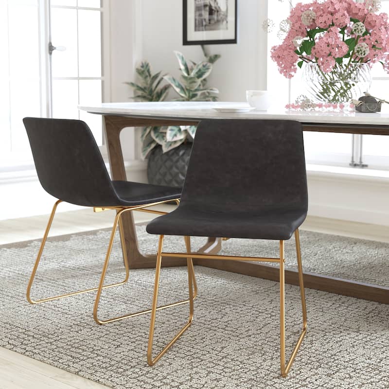 18 Inch Indoor Dining Table Chairs, LeatherSoft Upholstery-Set of 2