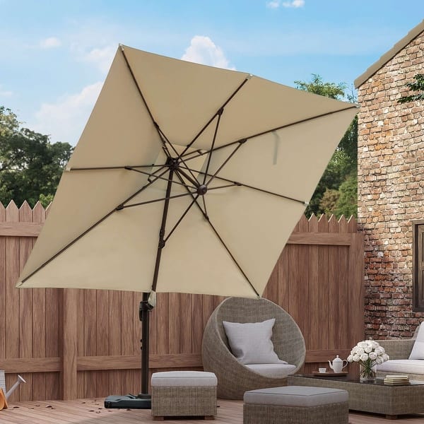 cream tilt rectangular patio umbrella Adjustable Vertical Tilt Rectangular Patio Umbrella with 360° Rotation,  Cross Base - Bed Bath & Beyond
