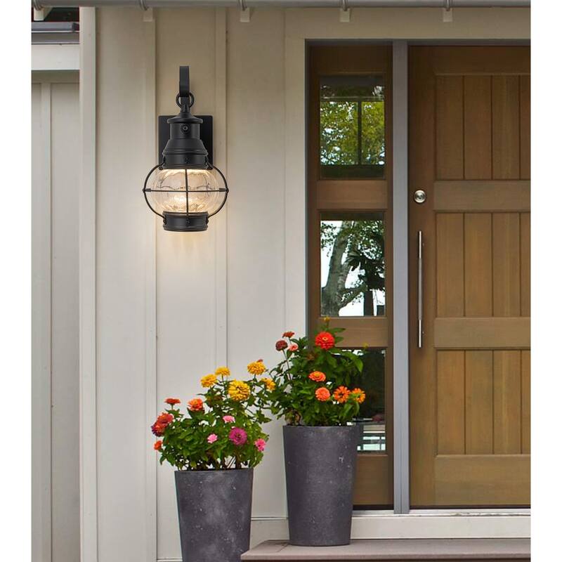 LED Outdoor Matte Black Exterior Lantern Wall Sconce Light