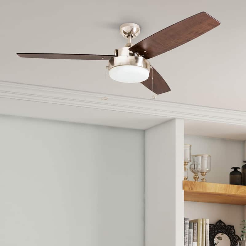 Copper Grove Andreas 52-inch Brushed Nickel LED Ceiling Fan with 3 Barnwood Blades