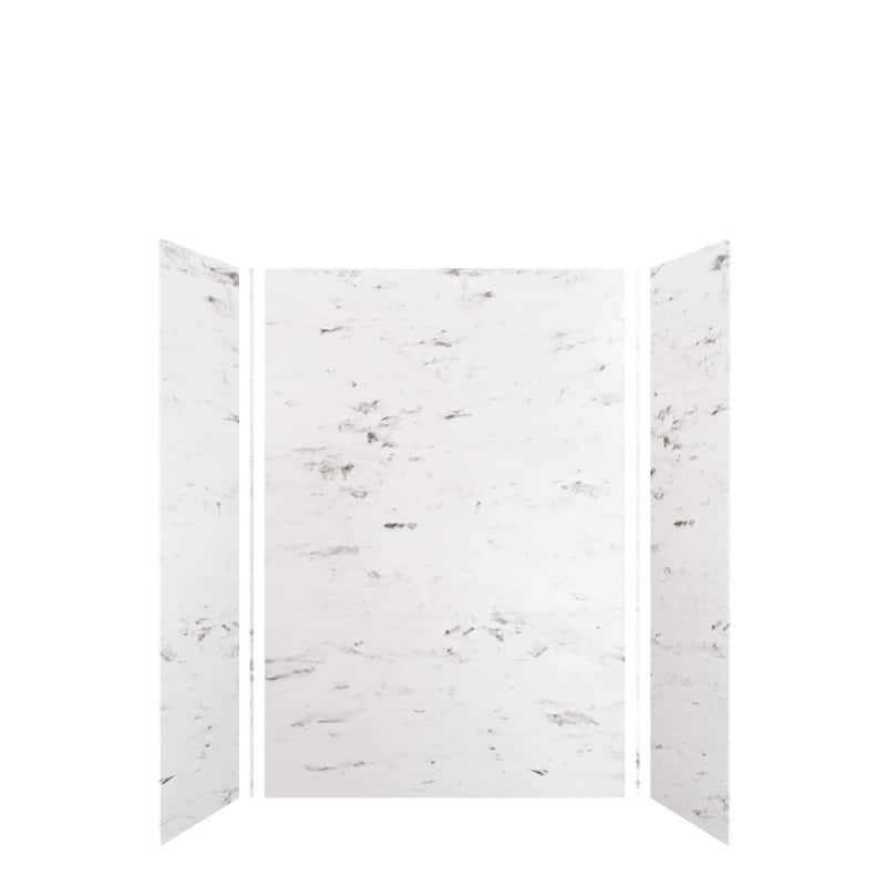 Transolid SWK483672 SaraMar 48" W x 36" D x 72" H Three Panel Shower - White Venito Velvet