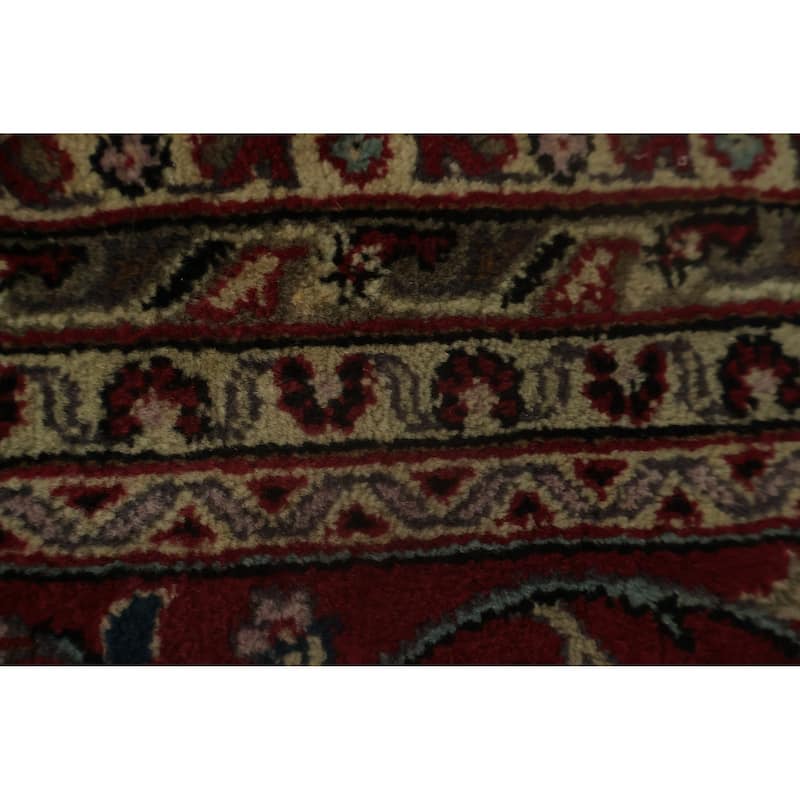 Hand Knotted Oriental 100% Wool Carpet Traditional All-Over Beige & Ivories Kashan Area Rug - 12' 7'' X 9' 1''