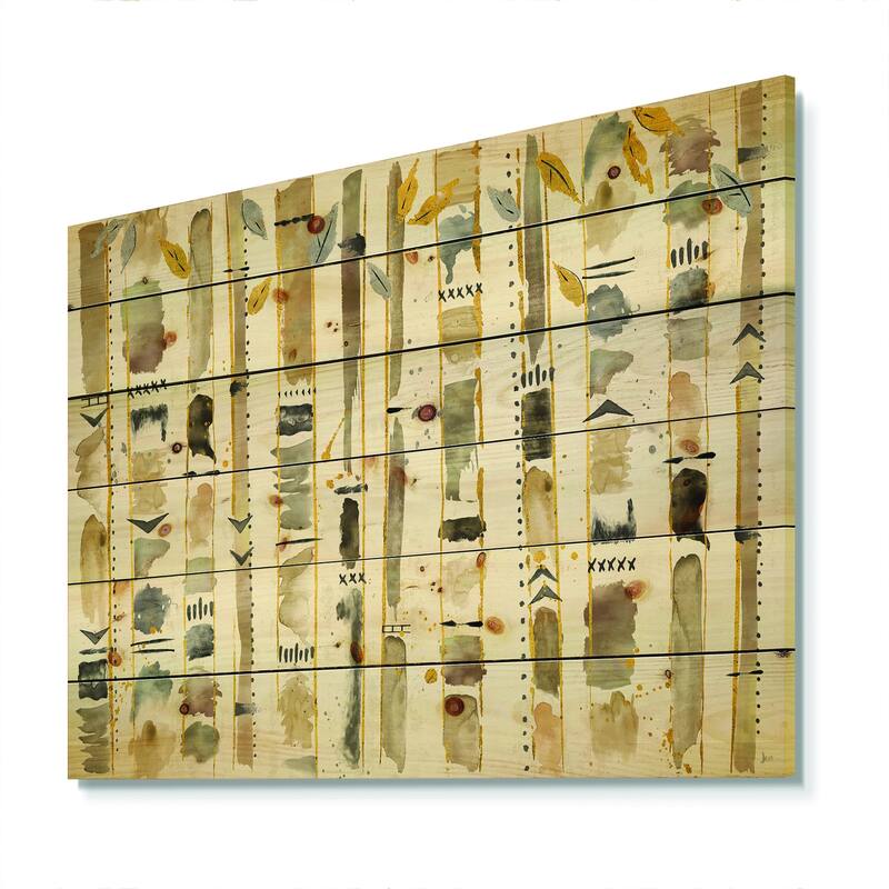 Designart 'Abstract Gold Birch Trees I' Modern & Transitional Print on ...