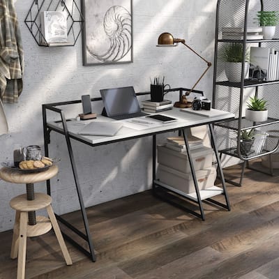 Meard Industrial 49-inch Steel Computer Desk with USBs by Furniture of America