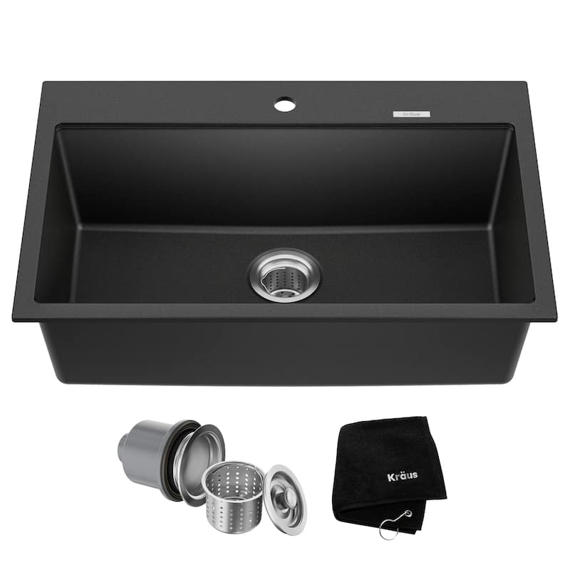 KRAUS Granite 31 inch 1-Bowl Undermount Drop-in Kitchen Sink