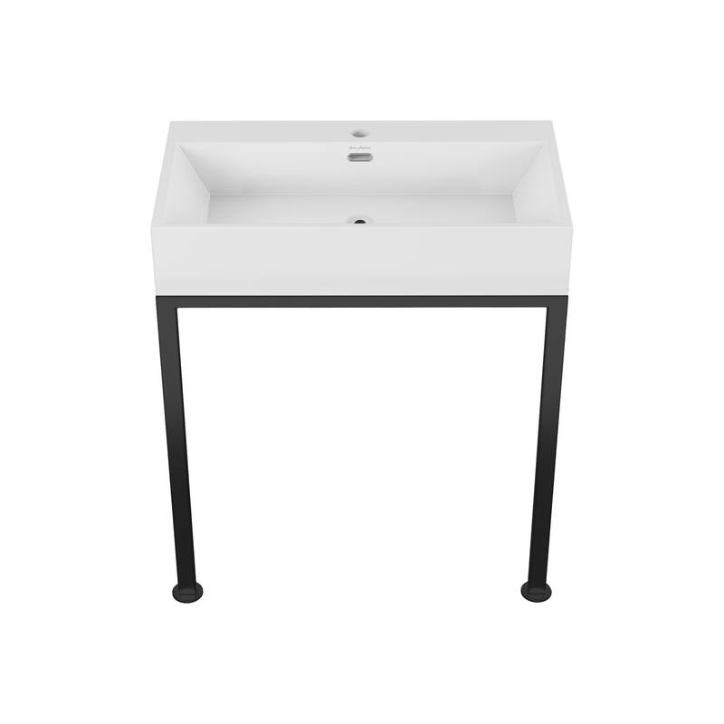 Swiss Madison SM-CS0202 29-1/2" Rectangular Ceramic Console Bathroom - Glossy White / Matte Black