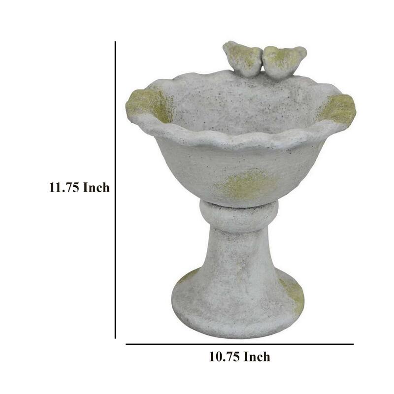 Ivina Bird Feeder Bird Bath, Gray and Green, Decorative, 12 Inch