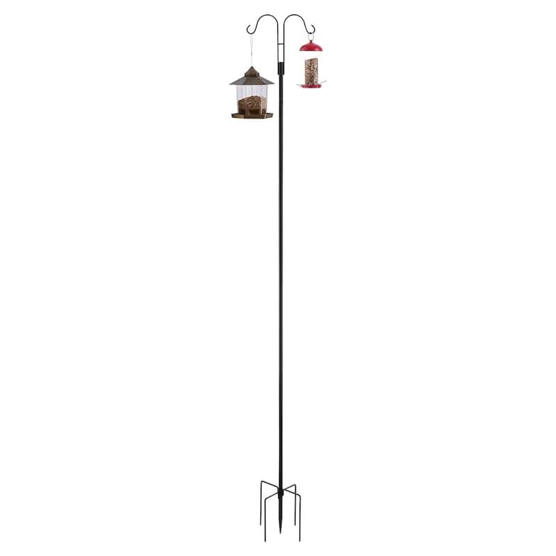 92" Rust-Resistant Garden Stand Bird Feeder Pole with Dual Hooks and 8 Pack Shepherd Hook - 11.61” x 9.84” x 92.32”