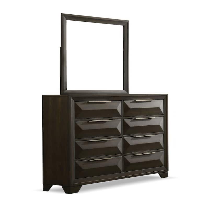 Furniture of America Uppon Espresso Wood 2-Piece 6-Drawer Dresser and Mirror Set