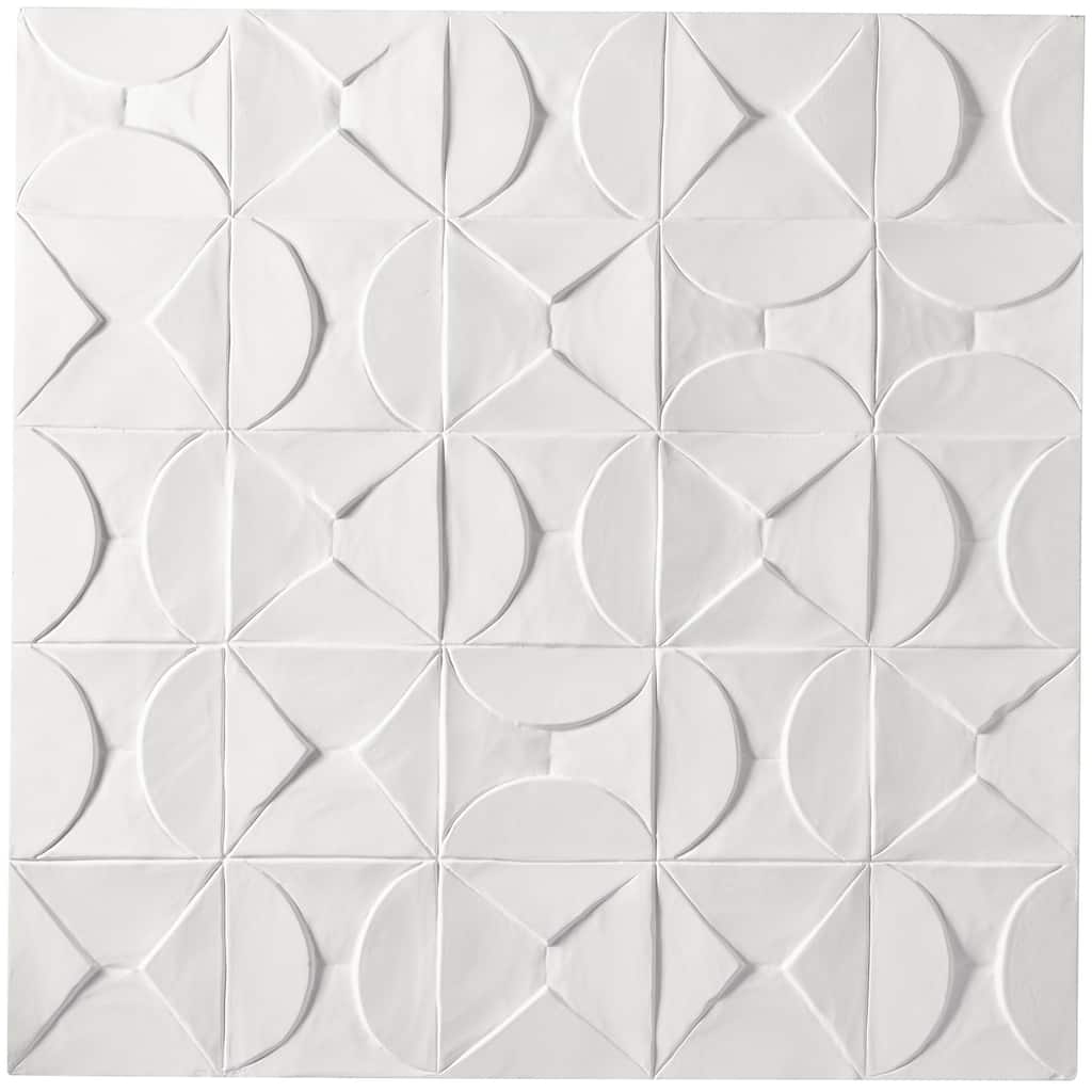 Wooden Geometric Handmade Intricately Carved Home Wall Decor - White - CosmoLiving by Cosmopolitan