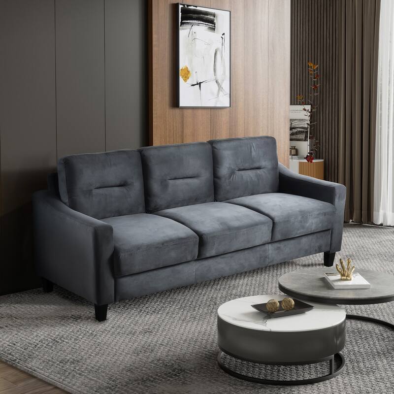 3 Seat Velvet Sectional Sofa, Plush Comfort for Small Spaces - Black
