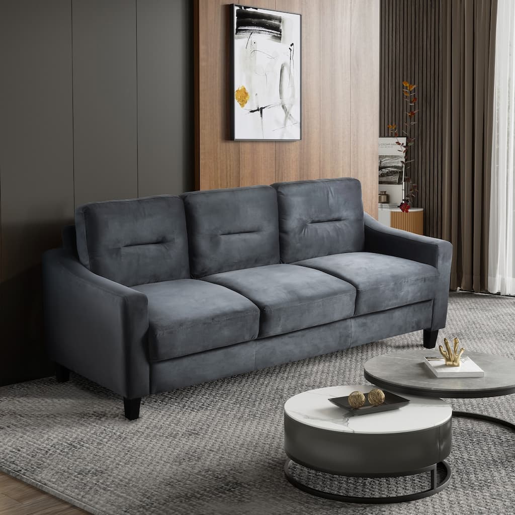 3 Seat Velvet Sectional Sofa, Plush Comfort for Small Spaces
