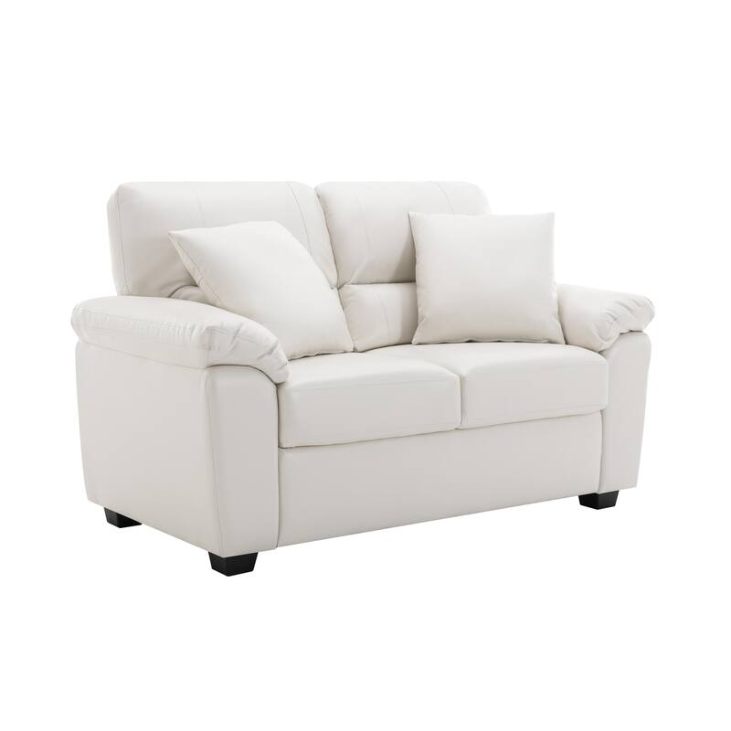 Morden Fort Upholstered Living Room Set, 2 Pieces - Faux Leather chair, Loveseat